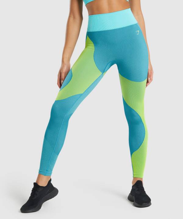 Damske Legíny Gymshark WTFlex Seamless High Waisted Modre | WE8537192
